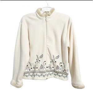 Teddi Petites Short Zip Jacket Soft Feel Faux Fur Trim Embroidered Graphics